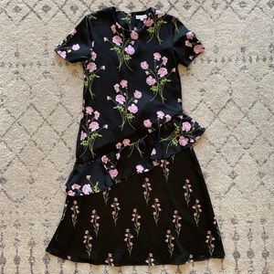 ASOS Black Floral Short Sleeve Dress